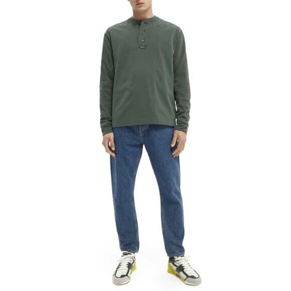 SCOTCH & SODA Grandad Henley Green Long Sleeve T-shirt Sz S - Picture 5 of 7